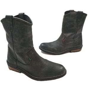 KICKERS~Woman Size 40/ US 9~Olive Green Leather Mid Calf Boots w/Dusting Bag NEW